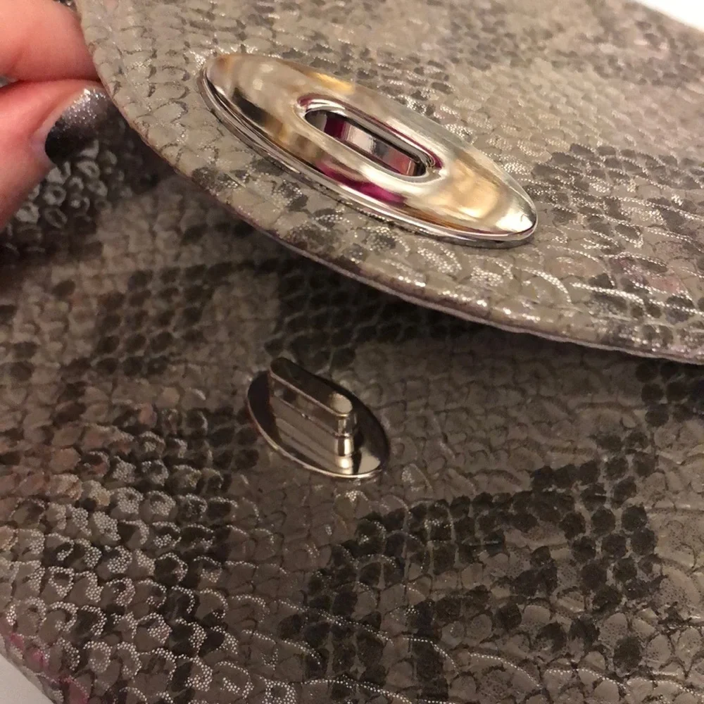 H&M Silver Snakeskin Clutch